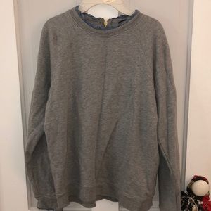 J.Crew Gray with blue trim crew neck sweatshirt